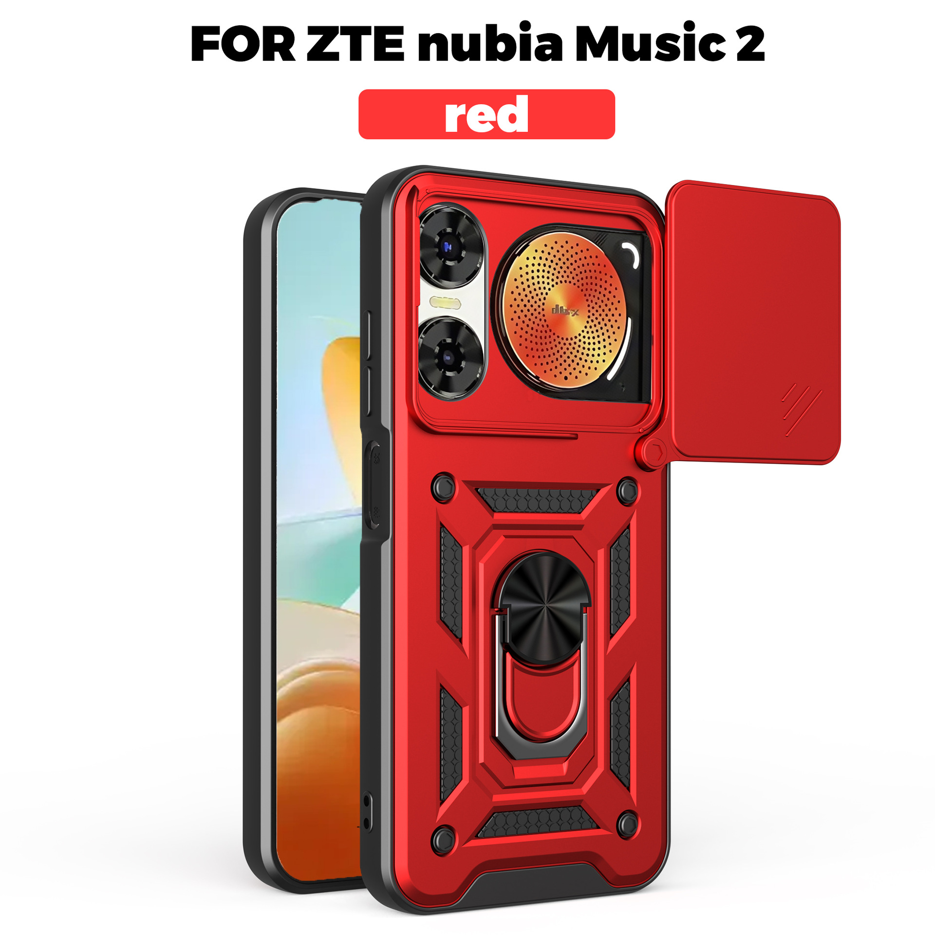 Shunjia-Music2-4G-2D-Large Hole Square Push Window Tpu+Pc Armor Mobile Phone Case Push Window Mobile Phone Holder E-Commerce