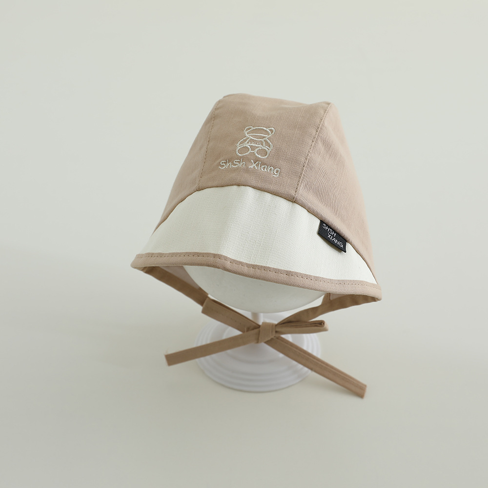 Sombrero coreano para bebés primavera y otoño delgado lazos letras baojou sombrero de corte sombrero de sombrero de abrigo recién nacido puerta de chimenea sombrero de marea