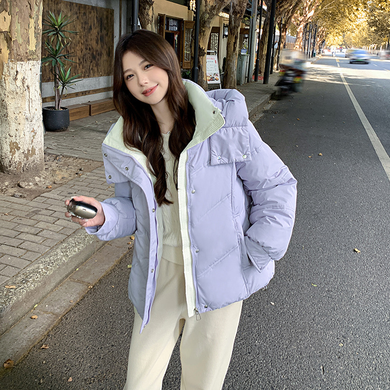 Brand Women's down Jacket 2025 New Fashion Versatile Windproof Color-Blocking Youthful Hooded Short Coat Brand Women's down Jacket 2025 New Fashion Versatile Windproof Color-Blocking Youthful Hooded Short Coat