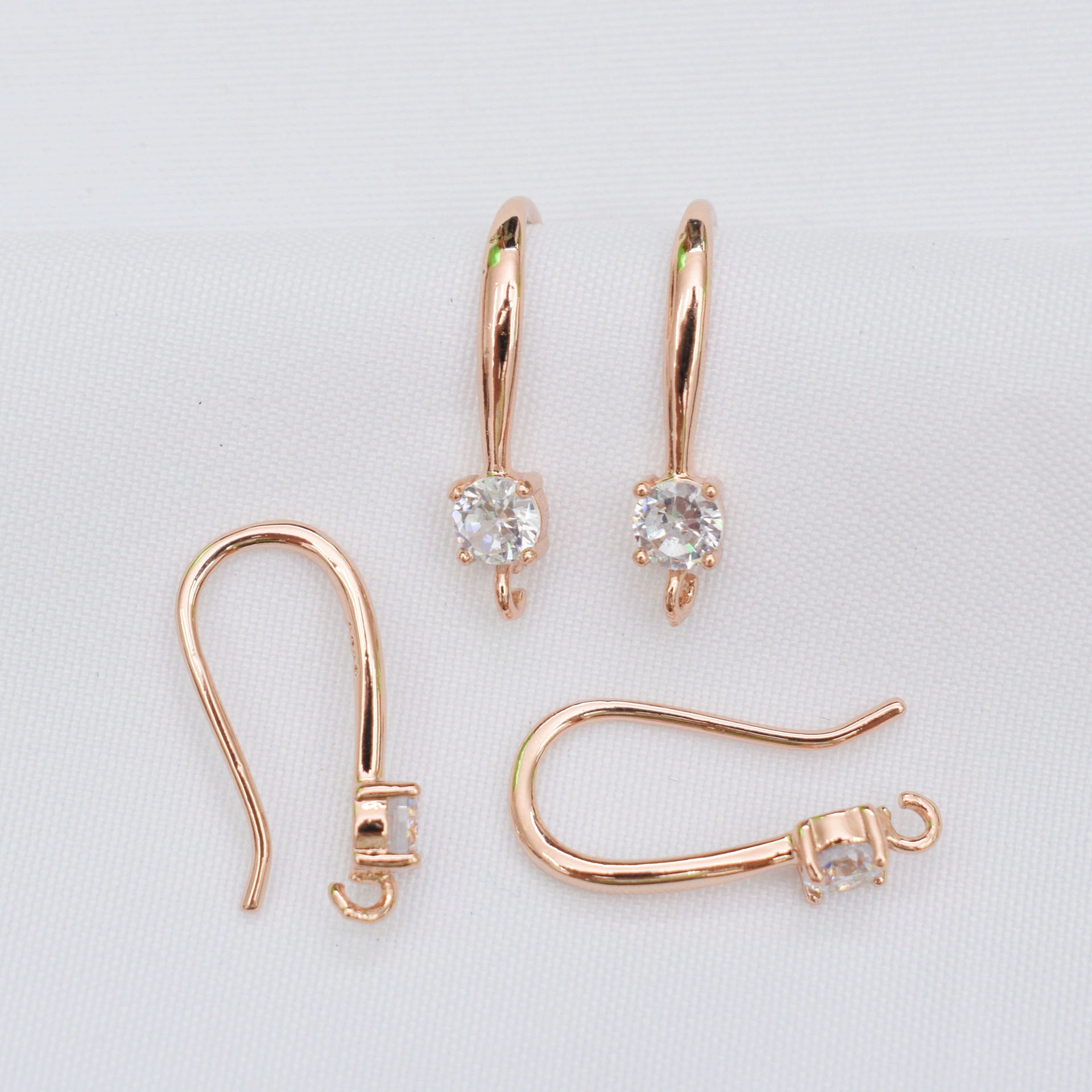 Медные серьги, ручной работы, позолота 14k, микрошаровая вставка