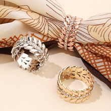 韩版简约指环小树叶丝巾扣镂空百搭个性披肩扣环时尚饰品