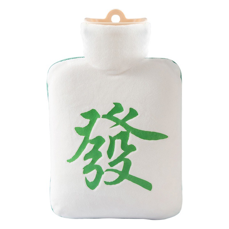 Bolsa de agua caliente tipo Mahjong, felpa cálida, anti-explosión