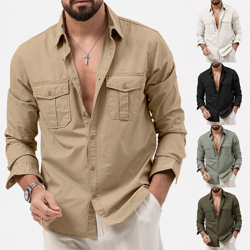 2024 New Men's Shirt Multi Pocket Casual Long Sleeve Top for Men_senzul.com