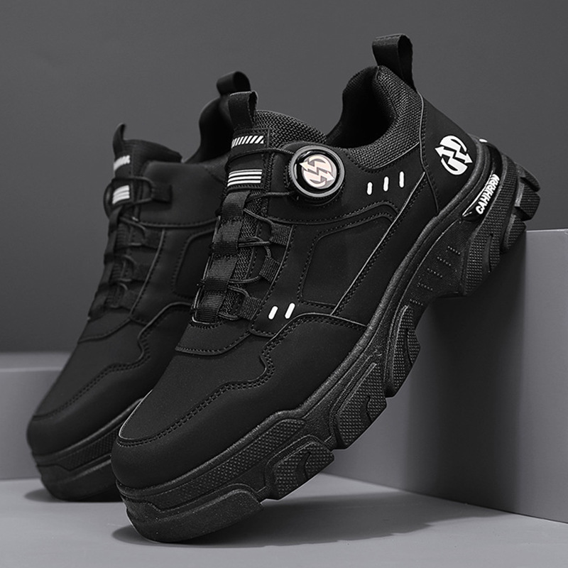 2024 otoño nuevo botón giratorio sin lazos hombre baja zapatos de cuero de moda casual zapatos de hombre de altura