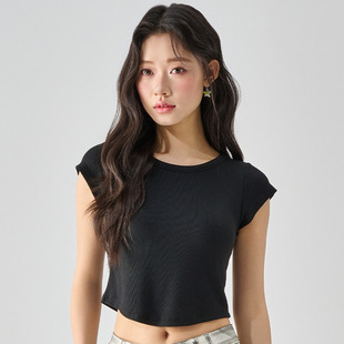 2025 Women's Short-Sleeve Breathable Yoga Casual Versatile Slim-Fit Slimming Hot Girl T-Shirt Inner Layer Top Round Neck
