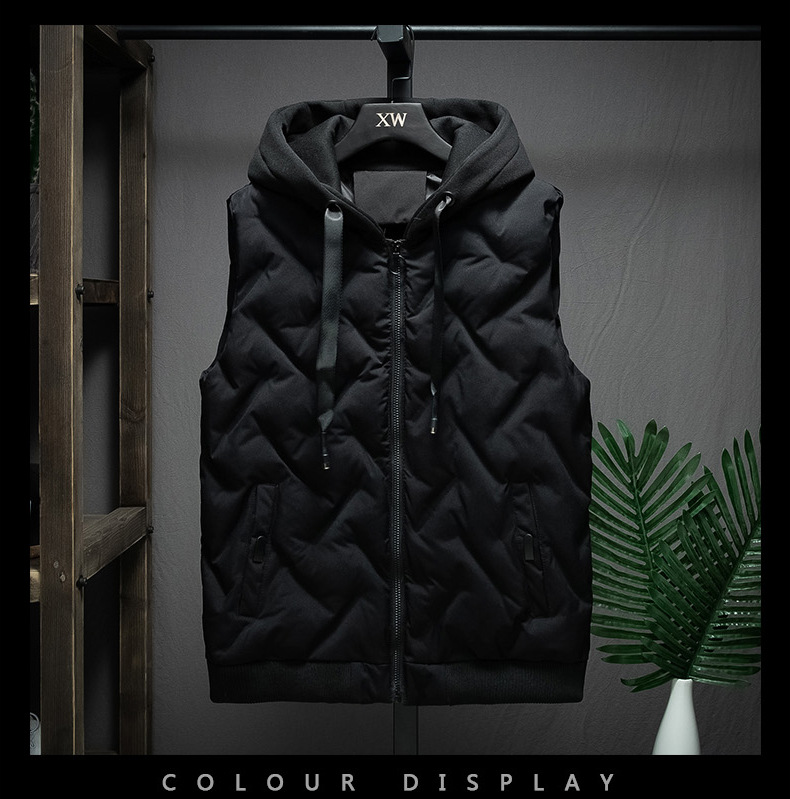 Herrenbekleidung Herren Baumwollweste Winter Herren neuer Stil Kapuzenweste Baumwollweste Jacke Arbeitskleidung Klasse Uniform Druck Logo_voghion.com