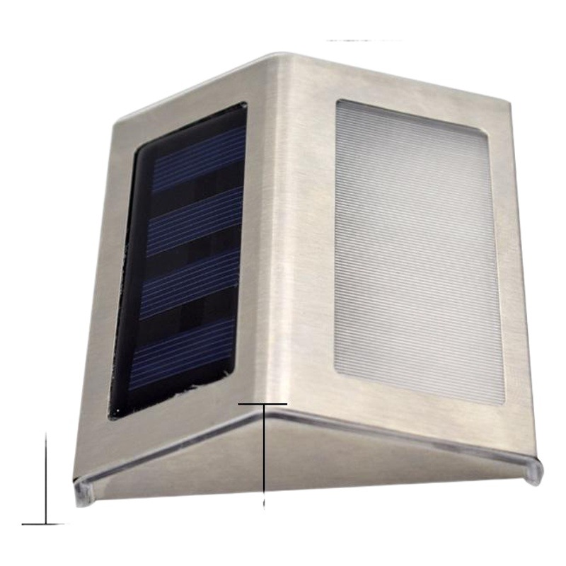 Transfronterizo de acero inoxidable solar 3led escalera lámpara de pared lámpara de pasillo al aire libre impermeable paso pequeña lámpara de pared lámpara de jardín