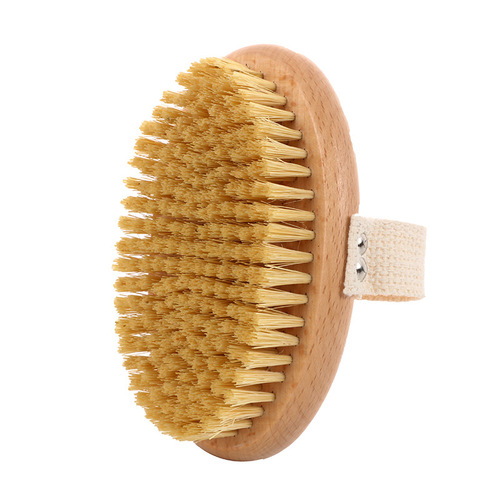 Double-sided massage brush, bullet bristle body bath brush, wooden handle, loofah brush, bamboo and hemp wood bath brush