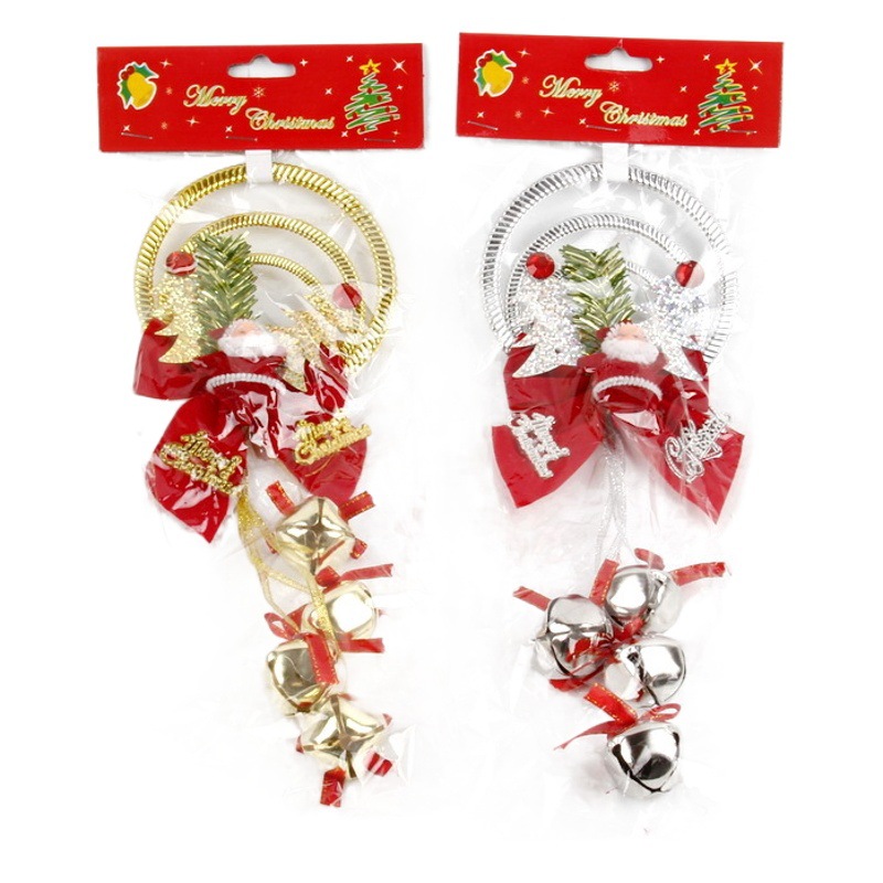 Accesorios de decoración de Navidad plástico galvanizado tres anillos de hierro crucifijo campana colgante de árbol de Navidad al por mayor