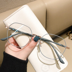 Xiaohongshu influencer's autumn/winter fairy-like milk tea-colored alloy full-frame, naturally-lookin' versatile glasses with blue-light and radiation-blocking lenses