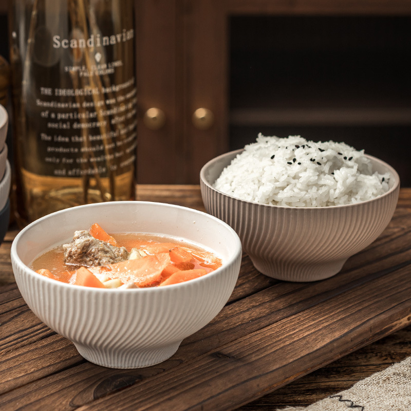 Tazón de cerámica de estilo nórdico, tazón de arroz para el hogar, vajilla con relieve 3D, tazón para comer, tazón para verduras, tazón para fideos, porcelana blanca