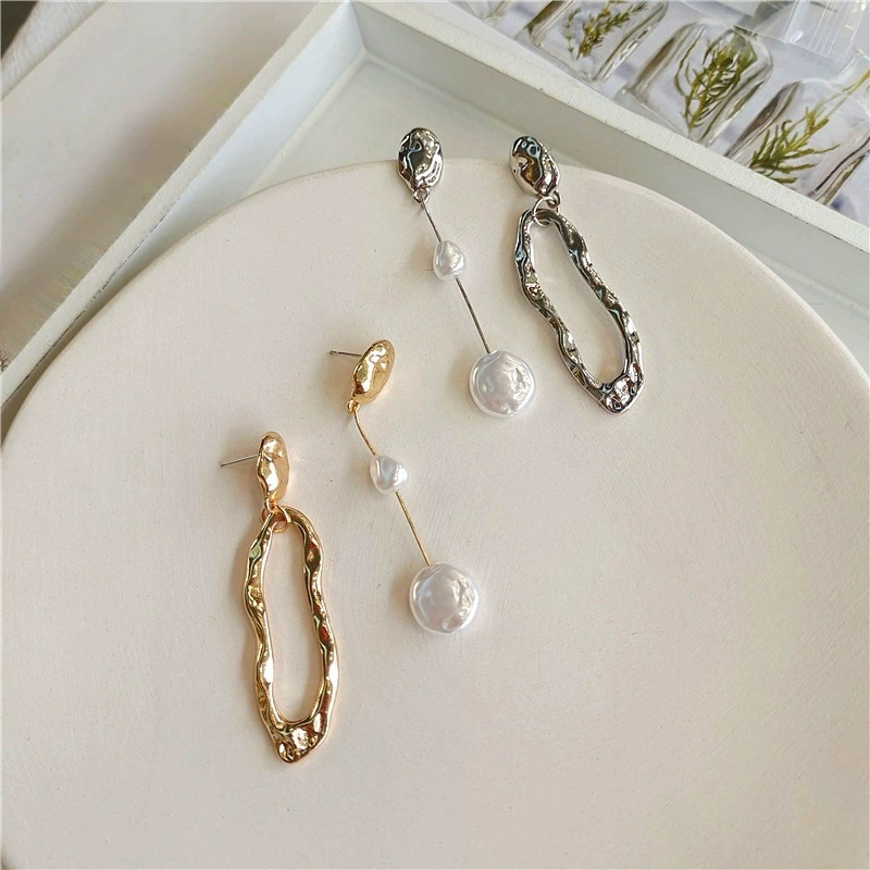 Серебряная игла, асимметричные модные серьги из жемчуга, серебро 925 образец