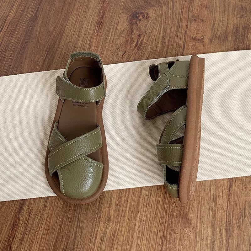 ¡La marea no es sur! Estilo universitario Baotou sandalias romanas mujer suela suave todo fósforo verano original de una palabra con zapatos casuales