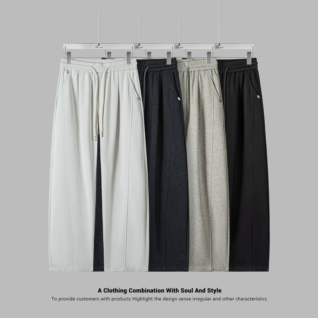 2026 Spring Youth Men's Wide-Leg Casual Pants Cloud Soft Trendy Brand Simple Loose Sports Trousers 280g