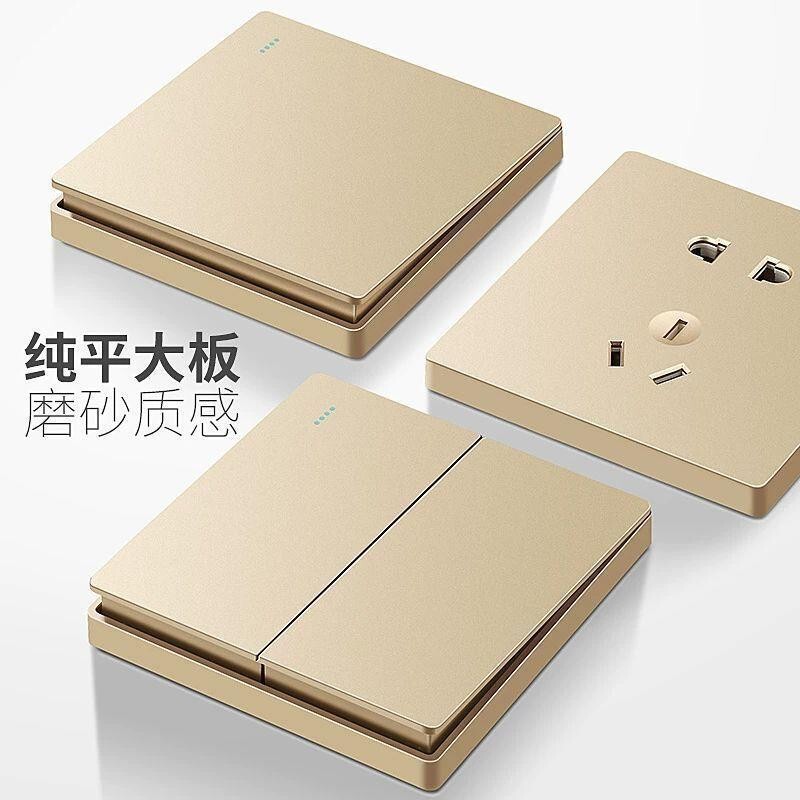 International Electrician Gold Large Panel Switch Single-Gang Dual-Control with Five-Hole Socket for Home Wall 86 Type Concealed Multi-Hole International Electrician Gold Large Panel Switch Single-Gang Dual-Control with Five-Hole Socket for Home Wall 86 Type Concealed Multi-Hole
