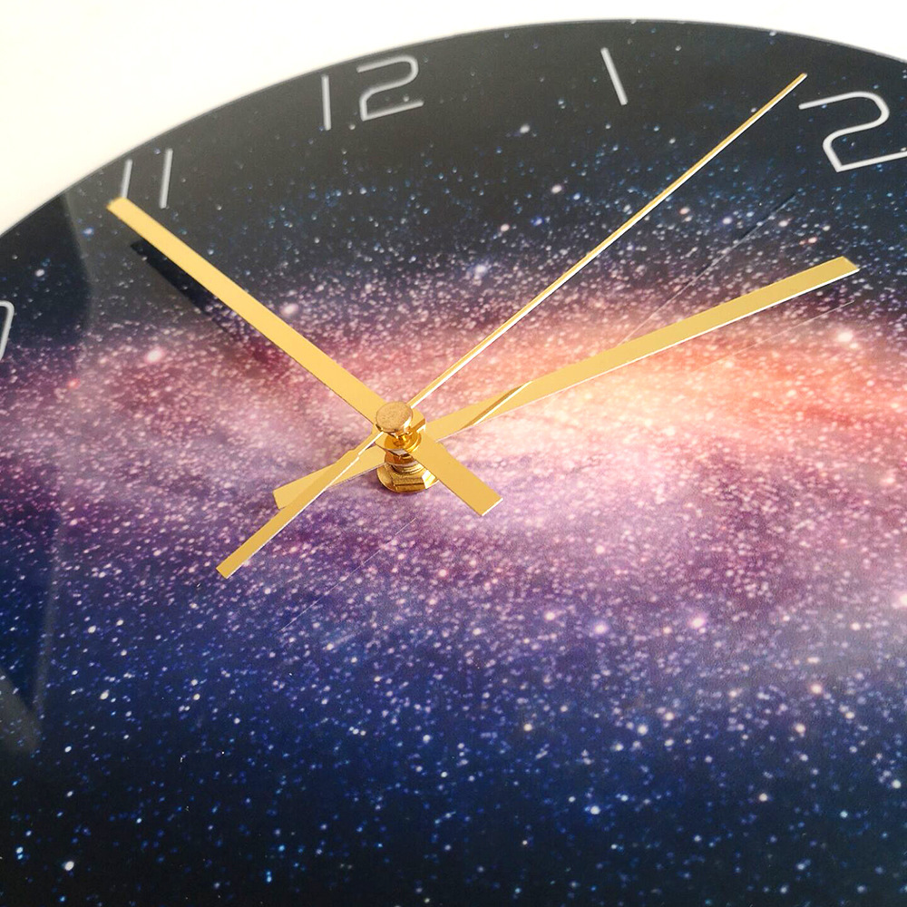 Nebula Wall Clock Tempered Glass Silent Movement Decorative Home_voghion.com