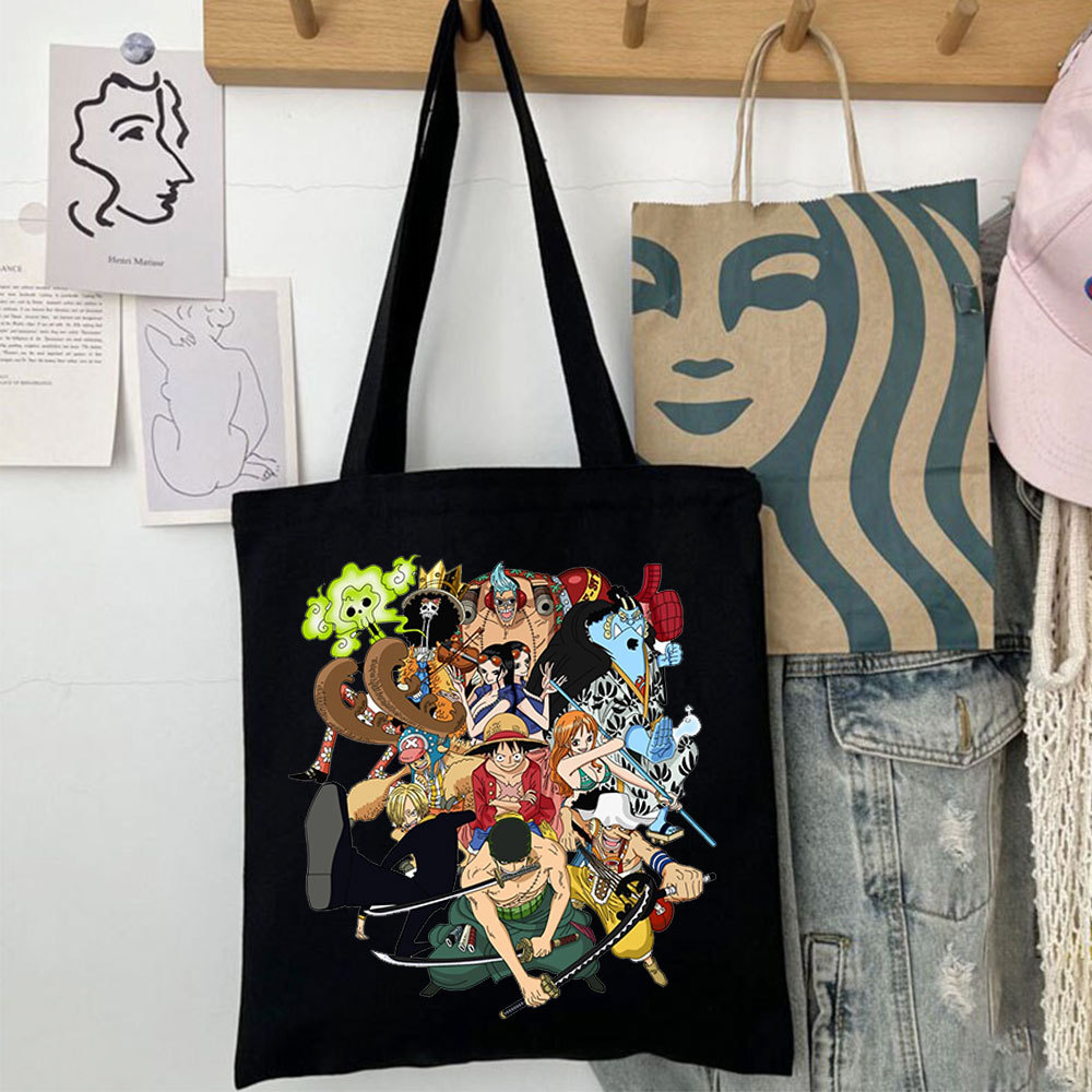 航海王官方周边帆布袋 海贼王手提包 学生购物袋 路飞 索隆 乔巴