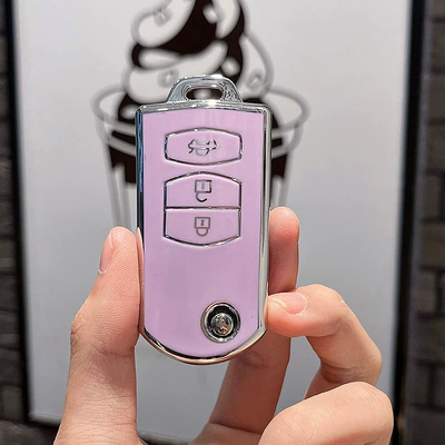 Cheng key set Mazda, Car key bag - mazda-d-folding-3-keys-single-shell-purple