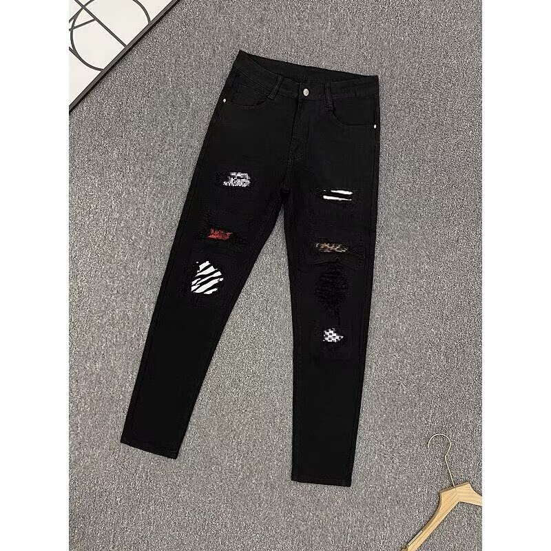 New Spring Jeans for Men, Slim Fit, Stretchy, Skinny Pants, Stylish Zipper, Trendy Brand, Durable, High-End Long Pants