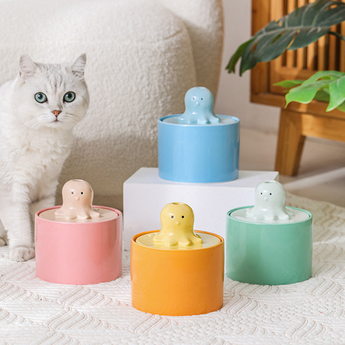 Water Dispenser Cat Ceramic Automatic Circulating Flowing Live Water Dog Filter Feeding Bowl Pet Supplies Drinking Fountain
