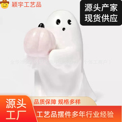 跨境爆款 Cute Ghost Statuet 万圣节创意幽灵摆件花园装饰品玩具
