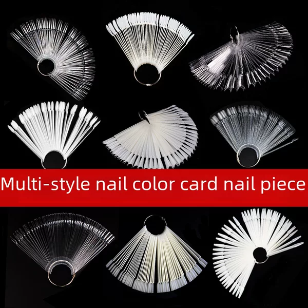 Cross-Border Nail Art Fan-Shaped Color Palette 50Pcs Color Card Nail Tips Nail Polish Display Board for Nail Salons In-Stock Wholesale