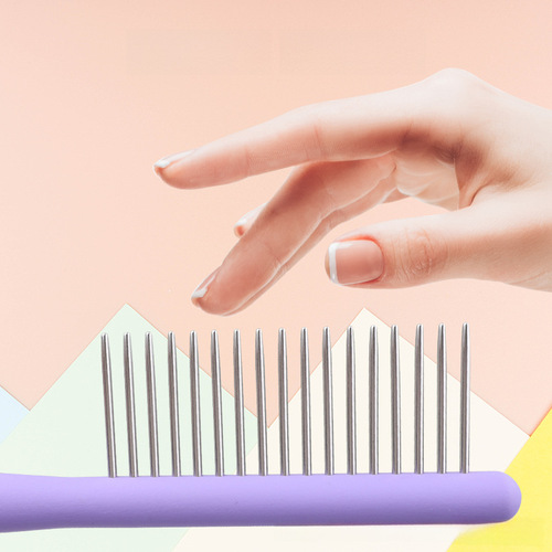 Pet grooming comb, cat-specific deshedding brush, anti-tangle dog comb with dense pins, detangling rake-style dog brush
