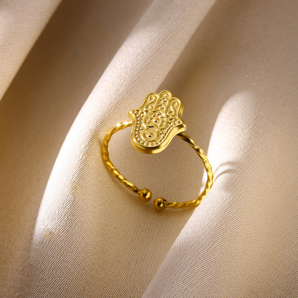 3g Weight 0.03µm-0.05µm Gold Plating Thickness PVD Coated Gold Plating Process Real Gold Plated Plating Material Open Rings Classification 1 Piece Quantity Holiday, Daily Occasion 304 Stainless Steel Material Flower Pattern All Seasons Season Women's Gender Vacation, Simple Style Style Waterproof Non Tarnish, Plating Craft PVD Coated Real Gold Plated Flower 304 Stainless Steel Vacation Simple Style Waterproof Non Tarnish Open Rings 2