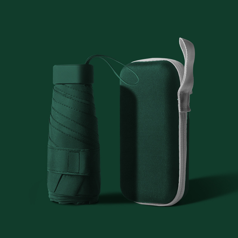 Nuevo mini paraguas plegable portátil negro protector solar paraguas manual ultraligero plano seis pliegues tarjeta paraguas