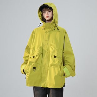 Mountain Outdoor Jacket Men's Autumn Tide Brand Windproof Waterproof Tooling Jacket Loose Hooded Mountaineering Suit Printed LOGO