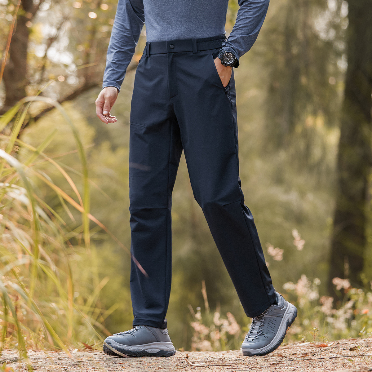 Cross-Border Factory Direct Sales Outdoor Elastic Hiking Casual Pants for Men Spring and Autumn Straight Business Soft Shell Trousers for Men