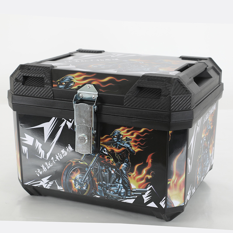 Motorcycle Tail Box 47L Universal Storage Box for Electric Vehicles, Thickened Waterproof Rear Tail Box for Electric Bikes