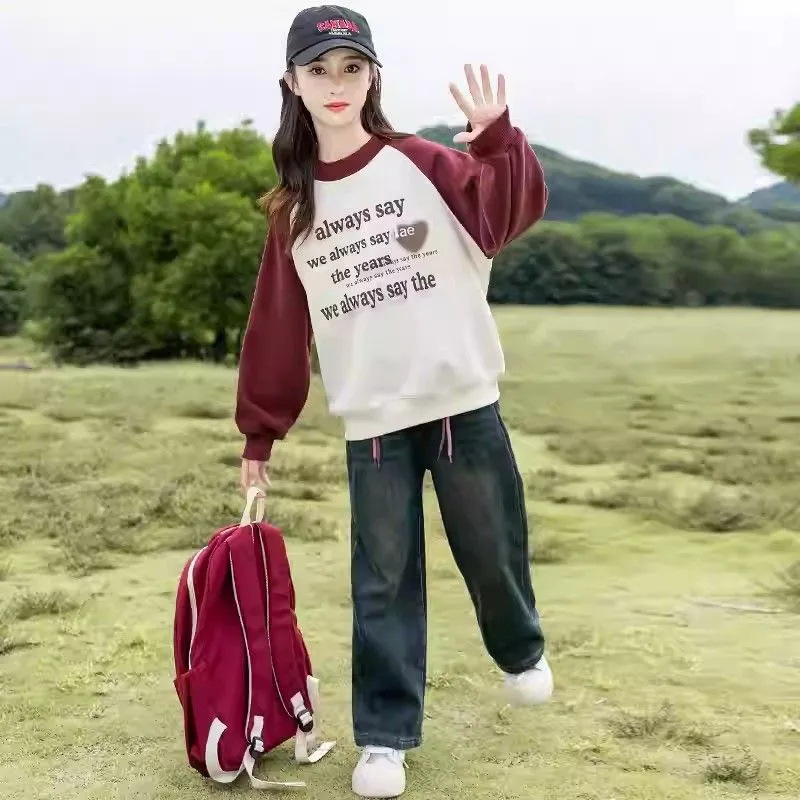 女童卫衣2024秋装新款洋气休闲儿童中大童圆领女孩春秋上衣打底