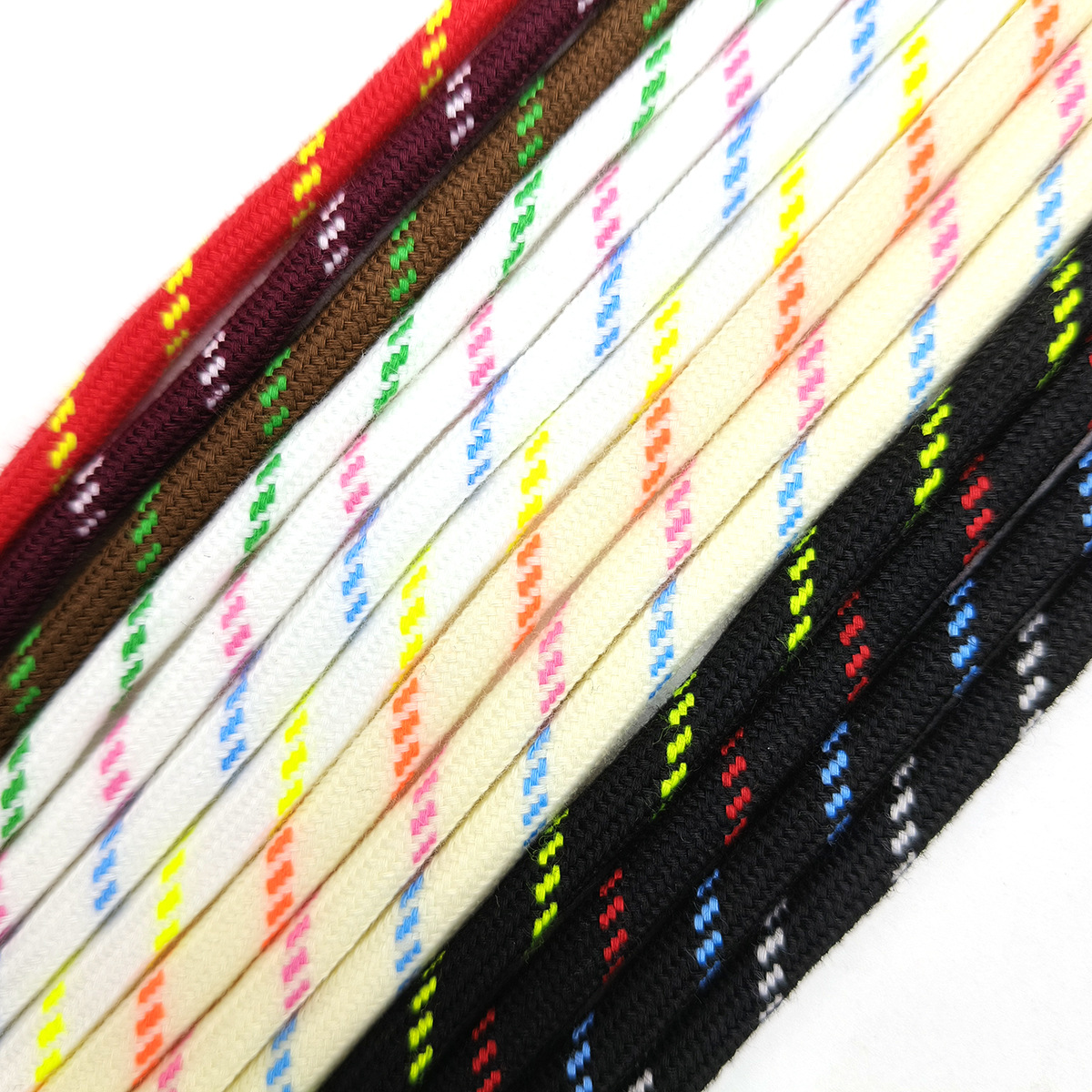 48 colores 5mm poliéster algodón Miu línea de salto de color cuerda redonda cuerda de trenzado sólida cuerda de boca de pato cuerda plana chaqueta cuerda de sombrero cuerda