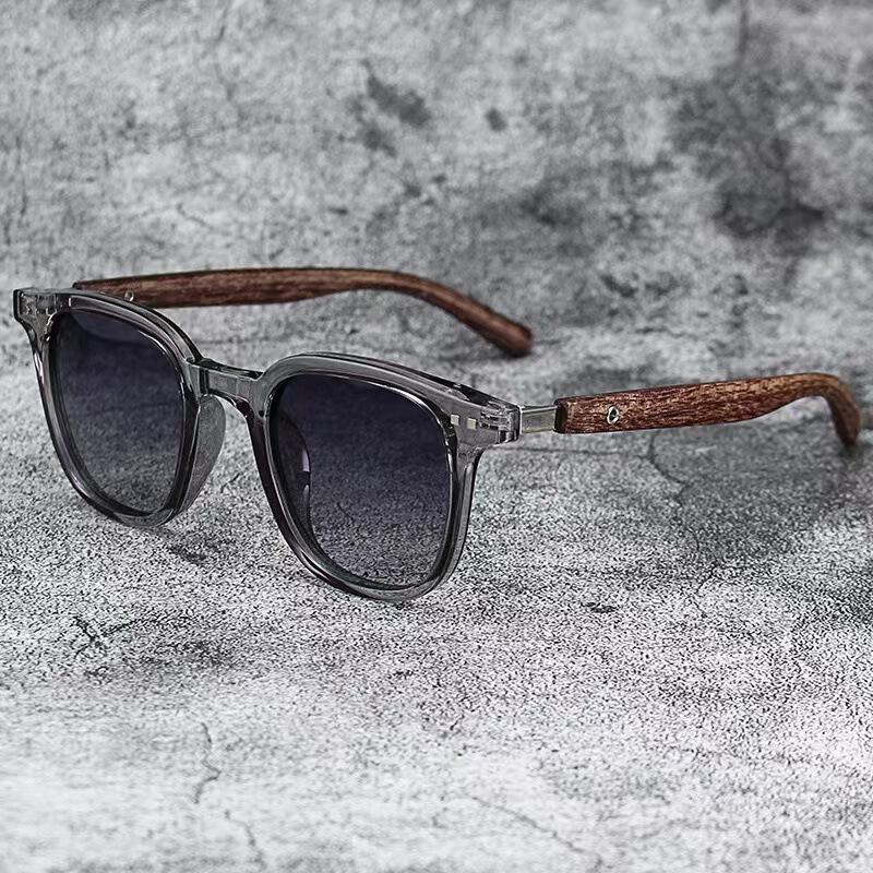 European and American Wood Grain Leg Sunglasses for Women, Men's Sunglasses, Sun Protection, Uv Protection, Light Luxury
