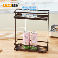 Japanese kitchen home seasoning storage rack multi-functional punch-free floor-standing layered storage rack white storage rack