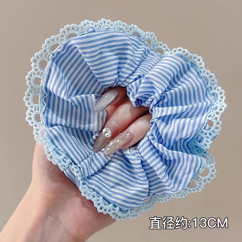 Corbata de pelo de intestino de lunares de crema grande coreana, gomas de goma de cola de caballo suaves para mujer, accesorios para el cabello de bola, accesorios para el cabello, cuerda para la cabeza