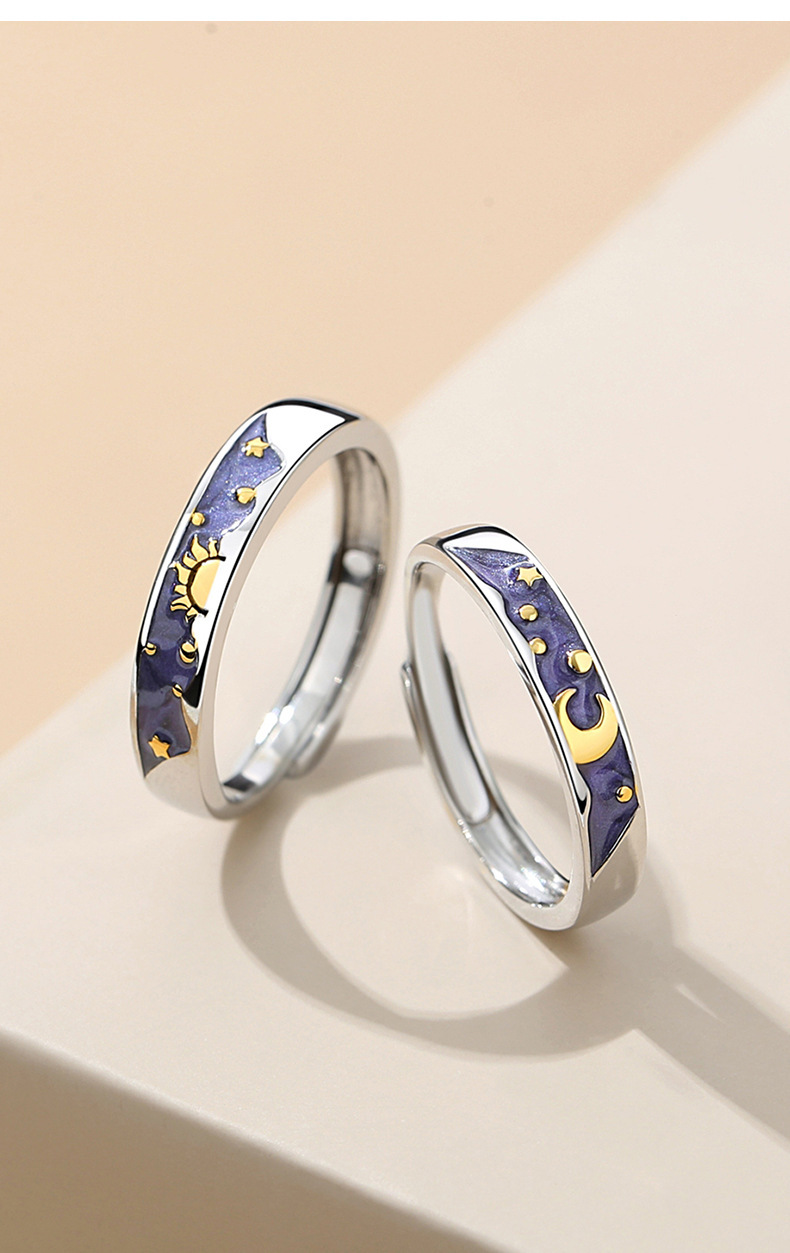 8g Weight Rings Classification Adjustable Ring Size 1 Piece Quantity Fashion Sun Moon Copper Plating Rings 1 Piece
