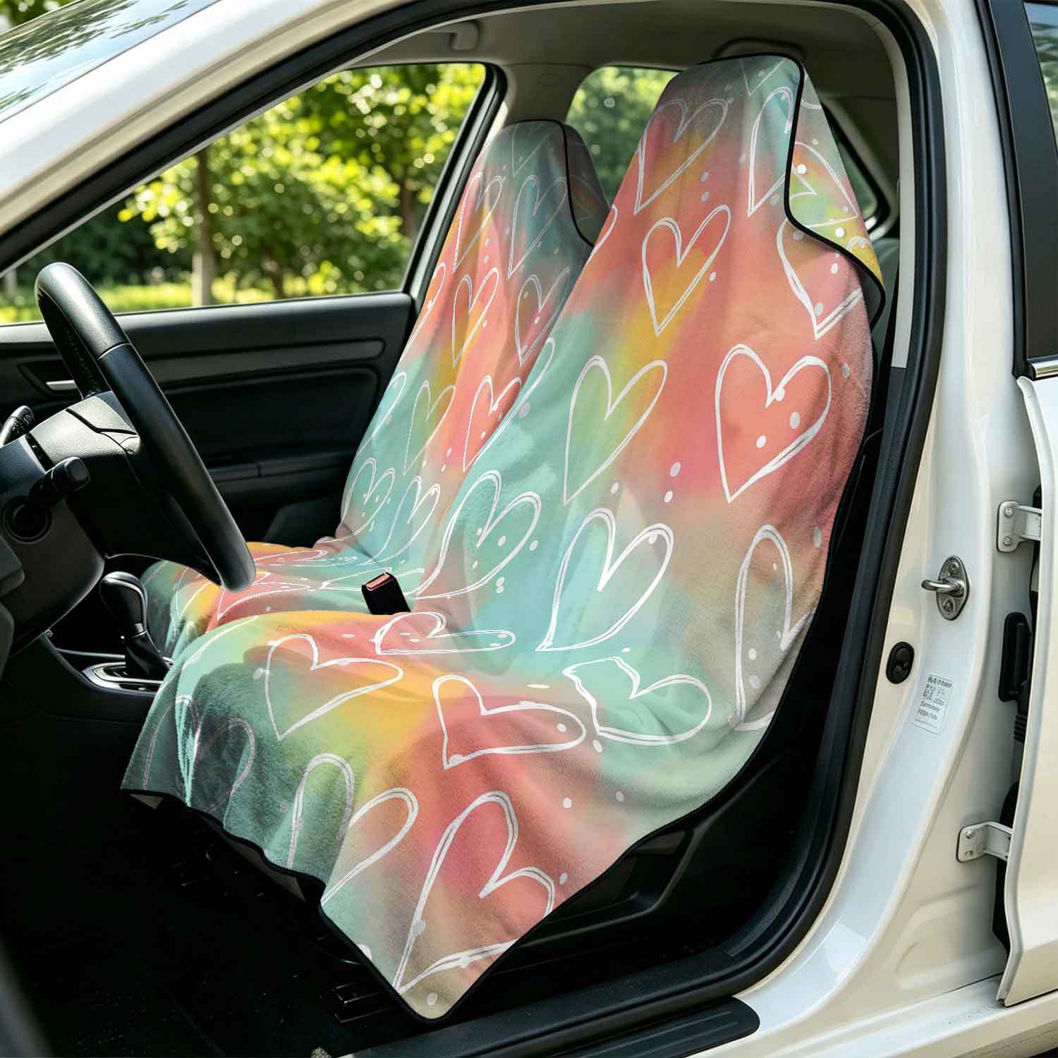 2-piece dual-use car seat cover, ultra-fine fiber, can be used as a beach towel, printed car protective seat cover 13