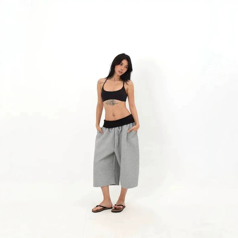 Summer Breathable Women's Cropped Sweatpants, Wide-Leg, Loose, Slimming, Versatile, Elastic Waist, Casual Sports, Trendy Ins Women's Pants Summer Breathable Women's Cropped Sweatpants, Wide-Leg, Loose, Slimming, Versatile, Elastic Waist, Casual Sports, Trendy Ins Women's Pants