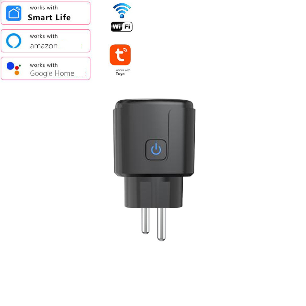 涂鸦智能黑色欧规插座家用WiFi插座手机远程遥控定时开关控制英规