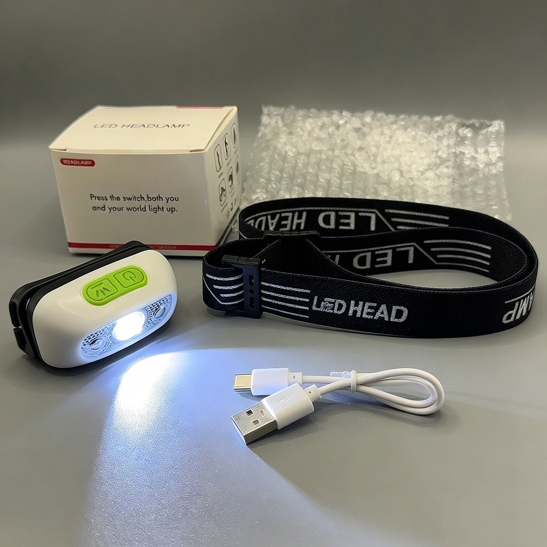 유도 가능, 흰색 1200mAh, 강한 빛에서 10시간의 배터리 수명