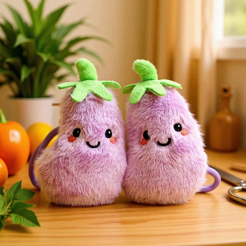 Мягкие игрушки-овощи баклажан брелоки для ключей и сумок