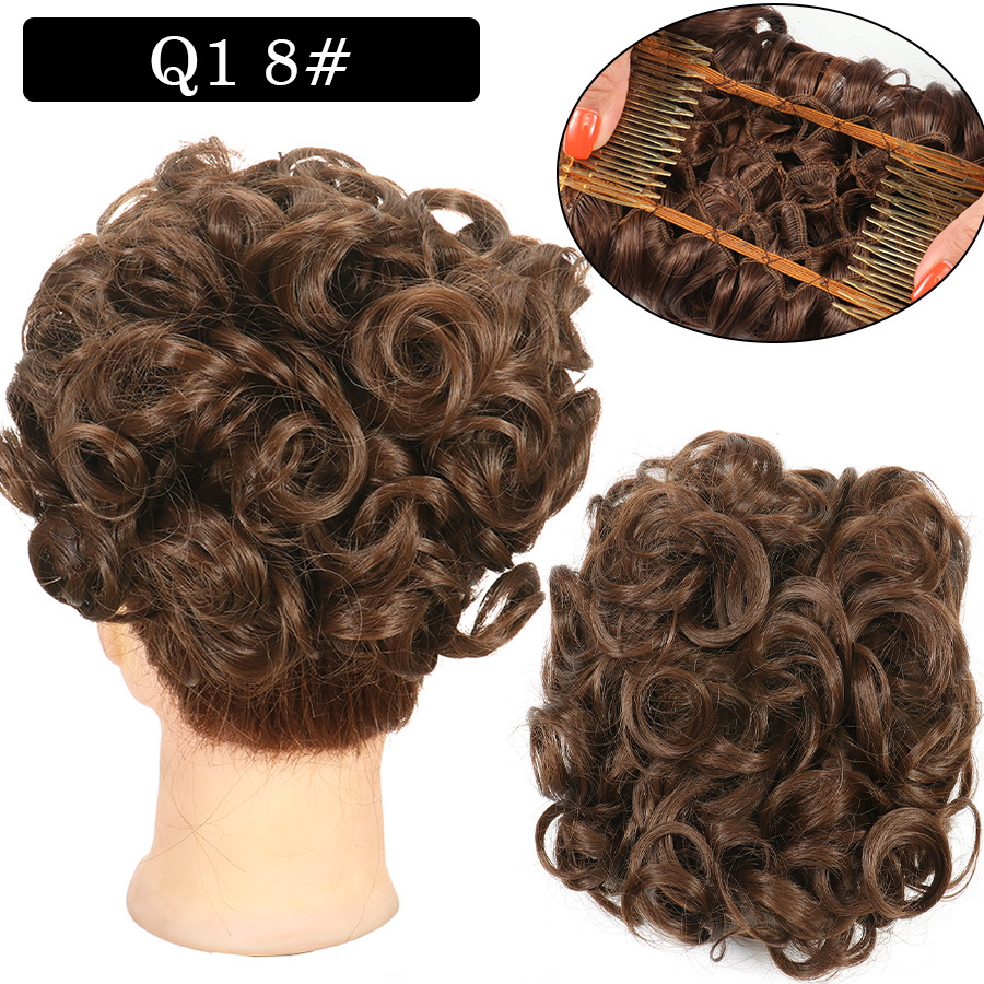 Nueva Peluca de comercio exterior de las mujeres europeas y americanas cabeza de bola de pelo rizado Cola de Caballo pelo Bud peine bolsa de pelo multicolor al por mayor opcional