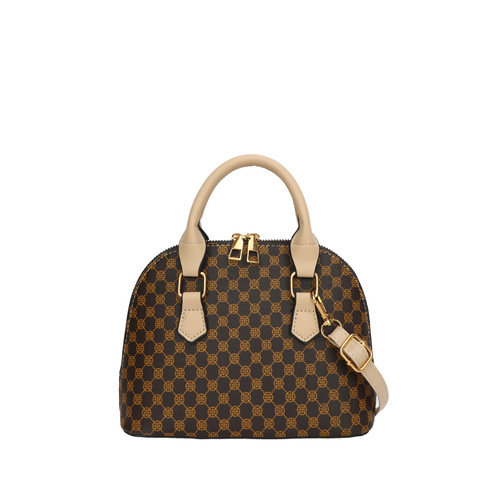 Early Spring  New Retro Texture Handheld Shell Bag Stylish Solid Color Minimalist Checkered Fashion Shoulder Bag