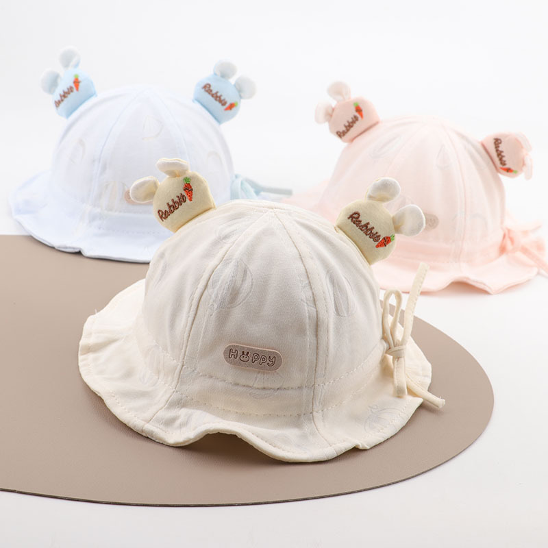 Sombrero para bebés primavera y otoño delgado lindo pequeño mes sombrero de sombrero de algodón para bebés pequeños sombrero de pescador respirado