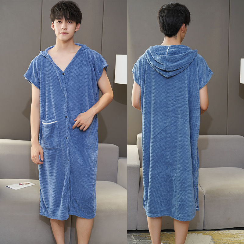 H1FW72X 수건 목욕 가운 성인 비 순수한면 흡수성 빠른 건조 잠옷 웨어러블 목욕 타월 남성 온천
