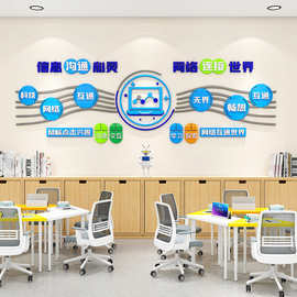 信息网络科技计算机教室布置墙面装饰班级文化墙贴培训机构背景墙