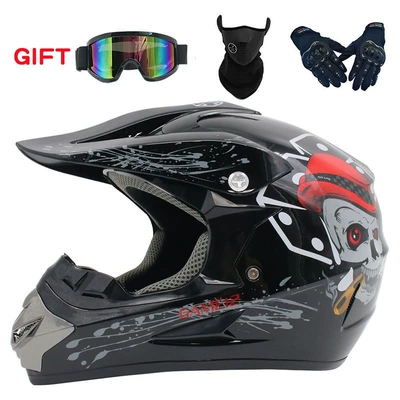 supply mirror mask gloves, Motosiklet kaskı (dəbilqə) - bright-black-skull-goggles-mask-black-gloves-s