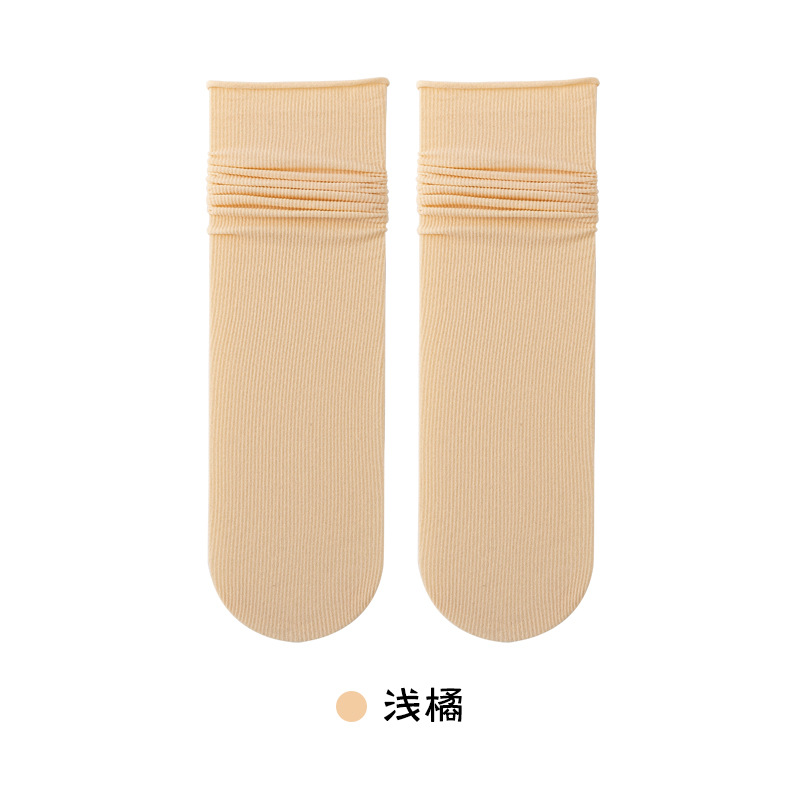 Calcetines de pila de damas primavera y verano calcetines de hielo delgados con zapatos de cuero pequeños calcetines blancos calcetines de luna sin hueso